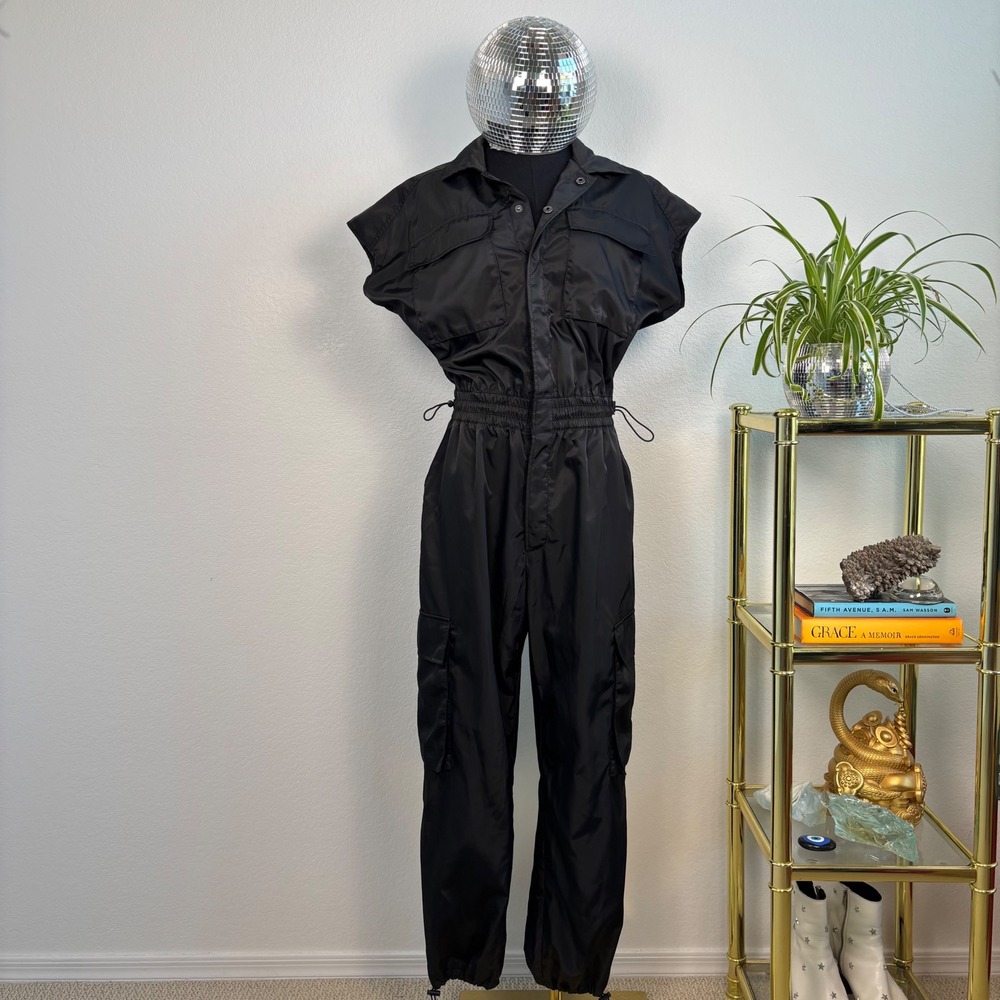 pistola Black Sleeveless Utility Jumpsuit
